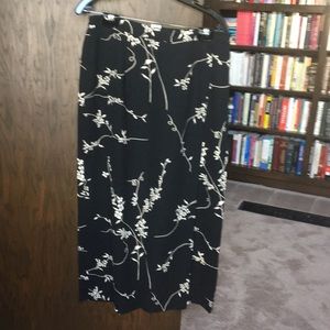 Vintage pencil skirt faux wrap black w/ cream 14